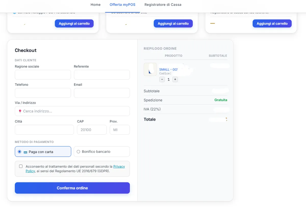Screenshot eCommerce SpazioPos