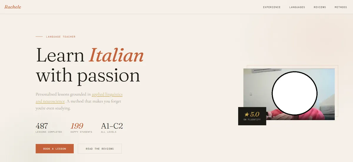 Screenshot Rachele Italian Teacher